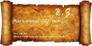 Martonosy Zádor névjegykártya